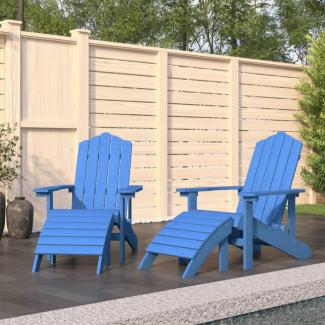 vidaXL Adirondack-Gartenstühle 2 Stk. mit Hockern HDPE Aquamarin 3095699