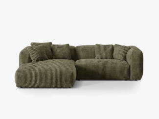 Micadoni Ecksofa Martina 2-Sitzer Kord Moßgrün Links