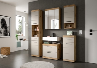 furnling Hängeschrank Scott 1 Tür, 1 offenes Fach, Badmöbel, Badschrank, Breite 37 cm