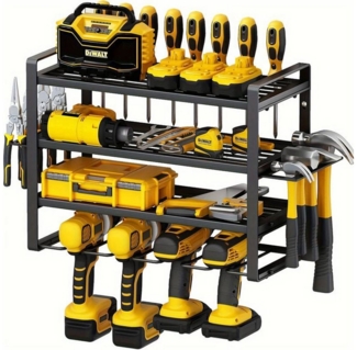 SURFOU Schwerlastregal Vierlagig Werkzeug-Wandsystem, 4 Schienen, 80kg Tragkraft, Metall-Wandhalter für Akkuschrauber & Bits,einfache Montage