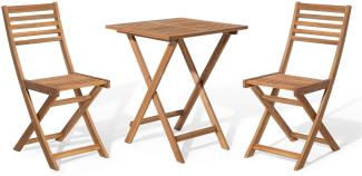 Bistro Set Holz Heller Holzfarbton FIJI