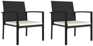 vidaXL Garten-Essstühle 2 Stk. Poly Rattan Schwarz 315110