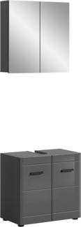 Badezimmerset Soft III - Grau / Grau Hochglanz