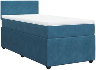 vidaXL Boxspringbett mit Matratze Blau 90x190 cm Samt 3287612