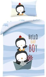 Pinguin Bettwäsche Set aus Baumwolle Bettdeckenbezug 100 × 135 cm mit 40 × 60 cm Kissenbezug