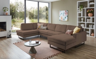Places of Style Wohnlandschaft Pinto, 350 cm, U-Form, XXL, mit Ottomanen, Cord, Feincord, Luxus-Microfaser Leder und Chenille
