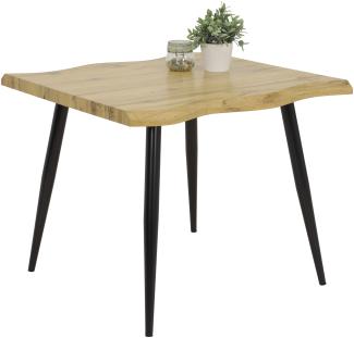 Esstisch >Sandra< in Wildeiche/Schwarz aus MDF - 90x76x90cm (BxHxT)