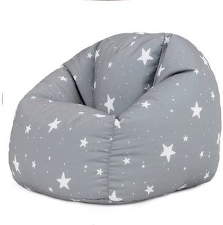 Icon Sterne Sitzsack Kinder, Grau, Gewebter-Stoff, Sitzsack mit Füllung, Bequemer Kinder Sessel, Kuschelsessel, Lese Sessel, Schlafzimmer, Kinderzimmer, Spielzimmer