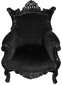Casa Padrino Sessel Barock Sessel Al Capone Schwarz-Schwarz