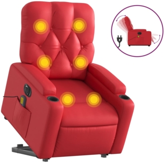 vidaXL Massagesessel mit Aufstehhilfe Elektrisch Rot Kunstleder 3204798