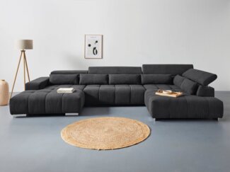COTTA Wohnlandschaft Orion U-Form, mit Kopfteilverstellung und Zierkissen