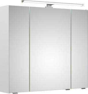 Saphir Spiegelschrank Quickset Badschrank, 3 Spiegeltüren, 6 Einlegeböden, 80 cm breit inkl. LED-Beleuchtung, Türdämpfer, Schalter-/Steckdosenkombination