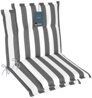 LILENO HOME Polsterauflage Niedriglehner, bequeme Sitzauflage für Gartenstühle, Stuhlkissen, (2 St, 2er Set), Gartenstuhl Auflage in Blockstreifen Grau, Sitzpolster waschbar