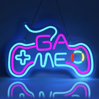 Laybasic Nachtlicht Gamer LED Neonlicht,Dimmer Neon Schild USB Leuchtreklame, 5 Helligkeit 40×25cm für Game Room Bar Wall Party Deko