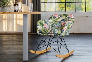 KAWOLA Schaukelstuhl Stella Schaukelsessel Esszimmerstuhl Stoff Flamingo 73 x 75 x 62 cm