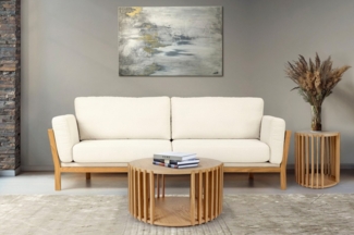 Woodman Couchtisch Drum, Breite/Tiefe/Höhe: 83/83/42 cm, Holzfurnier aus Eiche, Sproßen aus massiver Eiche, FSC®