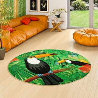 Pergamon Designteppich Designer Teppich Faro Tropical Tukan Rund, Rechteckig, Höhe: 11 mm