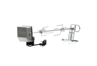 BBQ-Toro Grillspieß Edelstahl Grillspieß Set 70 cm, Motor 220V - 240V, 2 Fleischklammern