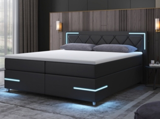 wonello Boxspringbett Arizona, mit LED Beleuchtung und Topper, wahlweise mit Bettkasten