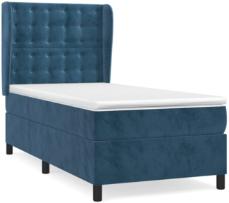 vidaXL Boxspringbett mit Matratze Dunkelblau 100x200 cm Samt 3129439