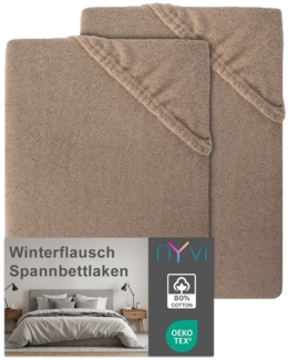 NYVI Spannbettlaken Spannbettlaken DreamScience Winterflausch für Matratzen bis 22 cm Höhe, Feinbiber, Gummizug: rundum, (2 Stück), Wärmendes & Kuschelweiches Winter Bettlaken Spannbetttuch