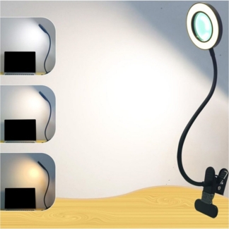 PRIISF Lupenlampe 9W LED Arbeitslampe 5X Leselampe Flexibles LED Ringlicht Tischleuchte, 3000K Warme Licht, 4500K Warmweiß, 6500K Kaltweiß, 5-fache Vergrößerung, Standlupe Kraft Werkzeuge Leselupe Lesehilfe Lupe Sehhilfe