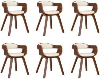 vidaXL Esszimmerstühle 6 Stk. Creme Bugholz und Kunstleder [3092390]