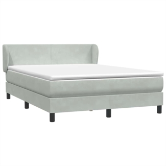 vidaXL Boxspringbett mit Matratze Hellgrau 140x220 cm Samt 3317397