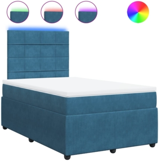 vidaXL Boxspringbett mit Matratze Blau 120x200 cm Samt 3294614