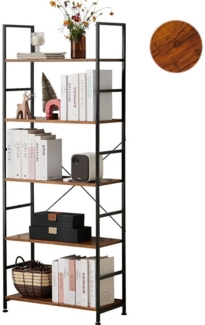 SURFOU Bücherregal Standregal Bookshelf Regal Stehend mit 5 Ebenen, Metallrahmen Freistehendes Regal Wohnzimmer Schlafzimmer Arbeitszimmer