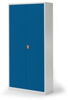 Soennecken Flügeltürenschrank 195x92x60cm lichtgrau Türen enzianblau