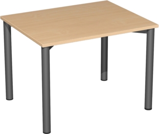 Konferenztisch Rundfuß, 100x80cm, Buche Anthrazit