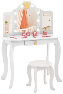 KOMFOTTEU Schminktisch, Kosmetiktisch mit Spiegel und Hocker