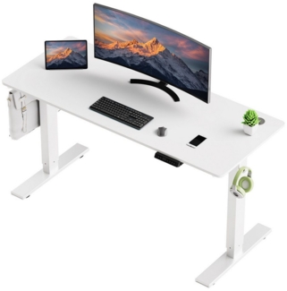 HOMAVO Schreibtisch Elektrisch höhenverstellbarer Schreibtisch Memory-Funktion, USB/Typ C,Länge 120 cm, 140 cm, zwei Größen (18 mm Schreibtischplatte)