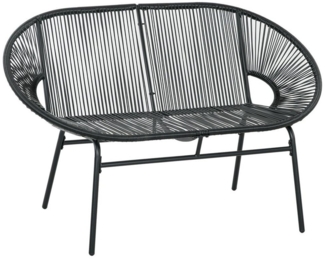 Outsunny Gartenbank Polyrattan Sitzbank 2-Sitzer Rattanbank bis 260 kg belastbar (Balkonbank, 1-St, Parkbank), für Terrasse, Balkon, Stahl, Schwarz