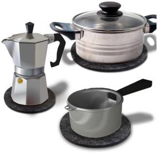 wortek Topfuntersetzer Untersetzer Pfannen Töpfe Teller Gläser Küche Filz, Zubehör für Töpfe und Pfannen und Geschirr, Set, 6-tlg, Set