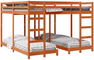 vidaXL Dreifach Etagenbettrahmen Wachsbraun 200 x 200 cm 3414560