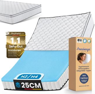 VIKTORIA Taschen Federkernmatratze 160x200 cm - Integrierter Topper; 25cm Höhe; H4, H3, H2 Misch-Härtegrad; 7 Zonen Matratze - Taschenfederkernmatratze mit hoher Punktelastizität