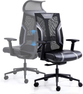 Gaming Stuhl Bürostuhl 3D Armlehnen Wippfunktion Schwarz Grau