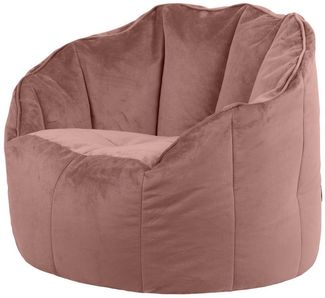 icon Sitzsack-Sessel „Sirena“, Rosa, Samt, Plüsch XL Sitzsack Erwachsene mit Füllung für das Wohnzimmer, Groß Indoor Sitzsäcke