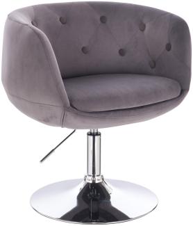 SVITA Panama Retro Loungestuhl Cocktailsessel Grau Samt-Optik Tellerfuß Barstuhl