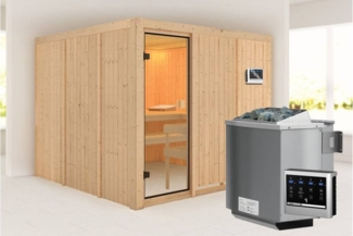 Karibu Sauna Arvika + 4,5kW BIO-Kombiofen mit ext. Steuerung Easy