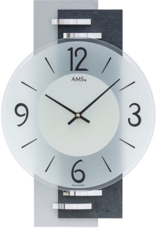 AMS Wanduhr (Exklusiv-Modell, Quarzuhr, Made in Germany, Holz, Wohnzimmer,Esszimmer)
