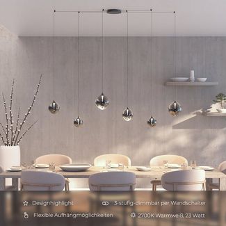 Neona LED Deckenleuchte SOMOS, Dimmbar per Wandschlater in 3 Stufen, LED fest integriert, Warmweiß