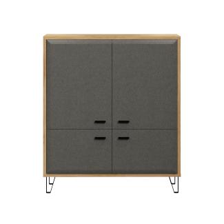 Highboard Blanshe in Filz grau und Eiche 98 cm