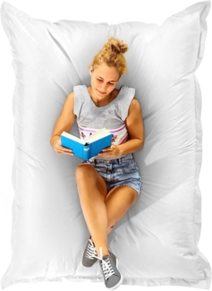 Green Bean® Outdoor Sitzsack XXL 140x180 cm 380 Liter Riesensitzsack + Pouf für Kinder & Erwachsene Bean Bag EPS mit Perlen Füllung - Weiß
