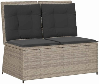vidaXL Gartenbank mit Kissen Hellgrau Poly Rattan 3394472