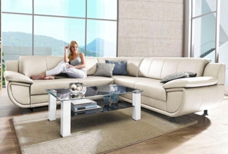 TRENDMANUFAKTUR Ecksofa Rondo wahlweise mit Schlaffunktion, 267x247 cm (BxT), breite Armlehnen, L-Form, wahlweise mit Federkern bestellbar, Füße schwarz