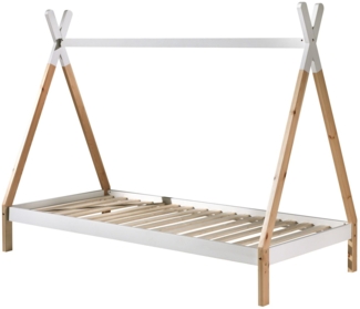 Zeltbett Karyn 2 206x98x158 Kinderbett Massivholz Weiß/natur