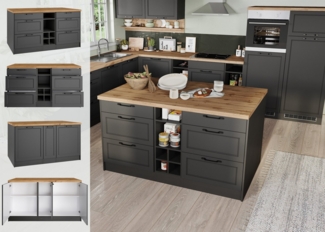 KOCHSTATION Kücheninsel KS-Lana, Breite 153 cm, MDF-Fronten, Arbeitsplatte 38mm stark